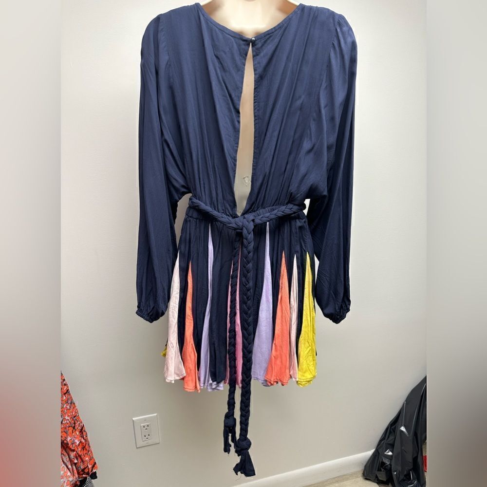L’ATISTE Rainbow Pleated Mini Dress Size M NWT Colorblock Skater Dress - Picture 6 of 10